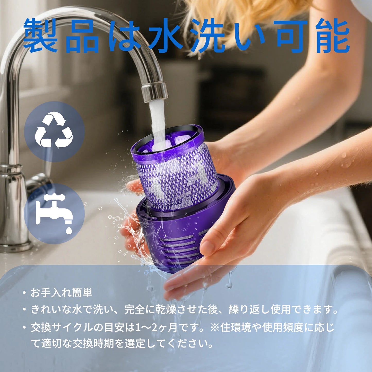 ダイソン V10 フィルター SV12 フィルター 2個 高性能HEPA フィルター 水洗い可能 耐久性あり V10シリーズ掃除機 交換用フィルター