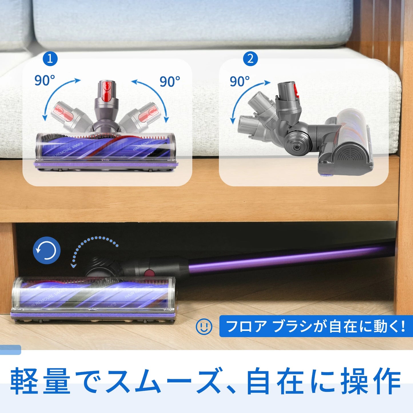 【毛絡み防止】ダイソン SV18 掃除機交換ヘッド 畳 絨毯 羽目板 対応 V12 Detect Digital Slim SV18 FF SV20 FF SV30 ABL SV46 ABL掃除機互換 ヘッド交換部品 付属清掃ブラシ付き